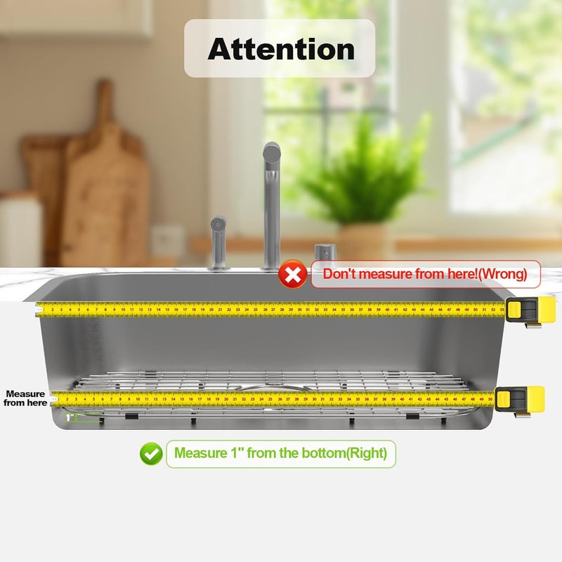 Fritoing Protector Grid 26-1/16" x 14-1/16", Centered Drain with Corner Radius 3-1/2", Stainless Steel Material for Kitchen Sink Centered Drain with Corner Radius - Image 5